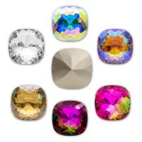 Glass rivoli cabochon Square plated Sold By PC