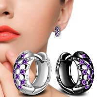 Messing Huggie Hoop Earring, met Cubic Zirconia, plated, mode sieraden & voor vrouw, meer kleuren voor de keuze, Verkocht door pair