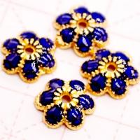 Zinc Alloy Bead Cap with enamel fashion jewelry & DIY blue and yellow 9mm Sold By PC