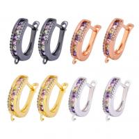 Brass Huggie Hoop Earring Finding plated micro pave cubic zirconia 18*14mm Sold By Lot