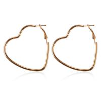 Zinc Alloy Hoop Earring Heart plated for woman nickel lead & cadmium free 45mm Sold By Pair