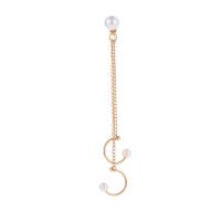 Zinc Alloy Split Earring with Plastic Pearl gold color plated for woman white nickel lead & cadmium free 85mm Sold By PC