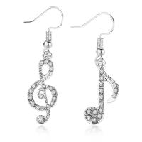 Zinc Alloy Drop Earrings silver color plated for woman & with rhinestone silver color nickel lead & cadmium free Sold By Pair