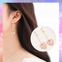 Zinc Alloy Drop Earrings fashion jewelry & with rhinestone pink Sold By Pair