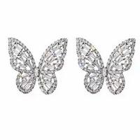 Cubic Zirconia Micro Pave Brass Earring Butterfly plated fashion jewelry & for woman & with cubic zirconia nickel lead & cadmium free Sold By Lot