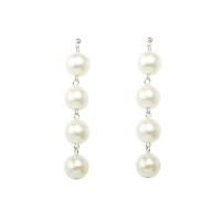Zinc Alloy Drop Earrings with Plastic Pearl plated fashion jewelry Sold By Pair