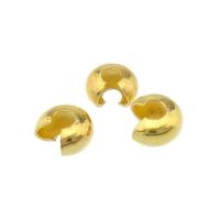 Krimpelő gyöngy Cover, Sárgaréz, Csavar, arany színű aranyozott, nikkel és kadmium mentes, 5x4.50x3mm, Lyuk:Kb 1.5mm, 200PC-k/Bag, Által értékesített Bag