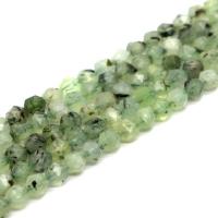 Natural Prehnite Beads Round Star Cut Faceted & fashion jewelry & DIY green Sold By Strand