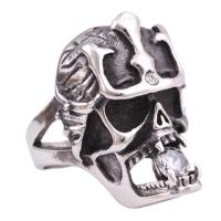 Titanium Steel Finger Ring Skull & for man & with rhinestone 30mm US Ring Sold By PC