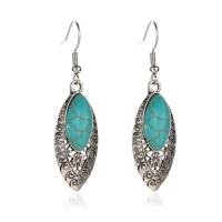 Zinc Alloy Drop Earrings silver color plated for woman dark green nickel lead & cadmium free Sold By Pair