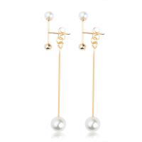 Zinc Alloy Split Earring with Plastic Pearl plated for woman nickel lead & cadmium free Sold By Pair