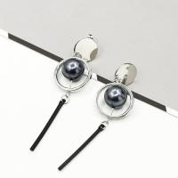 Zinc Alloy Drop Earrings with Plastic Pearl plated for woman nickel lead & cadmium free 87mm Sold By Pair