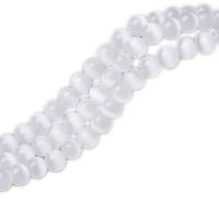 Cats Eye Beads Round polished DIY white Sold By Strand