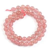 Prirodni kvarc nakit Beads, jagoda kvarc, Krug, uglađen, možete DIY & različite veličine za izbor, roze, Prodano By Strand