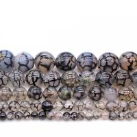 Prirodni Dragon vene ahat perle, Dragon vene Agate, Krug, uglađen, možete DIY & različite veličine za izbor, crn, Prodano By Strand