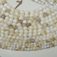 Muschelkern Perle, rund, poliert, DIY & verschiedene Größen vorhanden, weiß, verkauft von Strang