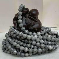 Gemstone Jewelry Beads Map Stone Round plated DIY grey Sold By Strand