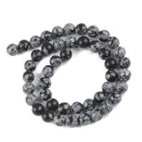 Snowflake Obsidian χάντρες, Γύρος, γυαλισμένο, DIY & διαφορετικό μέγεθος για την επιλογή, μαύρος, Sold Με Strand