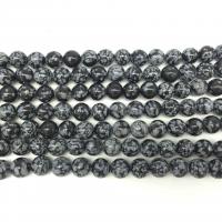 Snowflake obsidian perler, Runde, poleret, du kan DIY & forskellig størrelse for valg, sort, Solgt af Strand
