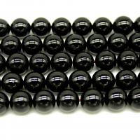 Schwarze Stein Perlen, schwarzer Stein, rund, poliert, DIY & verschiedene Größen vorhanden, schwarz, verkauft von Strang
