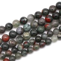 Gemstone smykker perler, African Bloodstone, Runde, mode smykker & du kan DIY & forskellig størrelse for valg, mørkegrå, Solgt af Strand