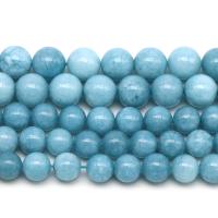 Gemstone Jewelry Beads Aquamarine Round fashion jewelry & DIY blue Sold By Strand