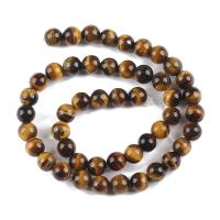 Tiger Eye Beads, Runde, poleret, du kan DIY & forskellig størrelse for valg, brun, Solgt af Strand