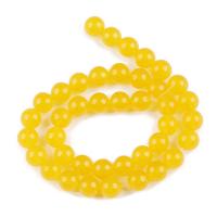Abalorios de Jade, Jade amarillo, Esférico, pulido, Bricolaje & diverso tamaño para la opción, amarillo, Vendido por Sarta