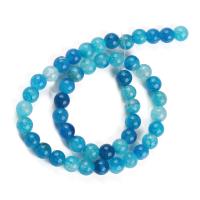 Natural Dragon Veins Agate Beads Round polished DIY blue Sold By Strand