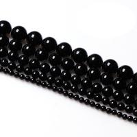 Бусины из поделочных камней, черный бриллиант, Круглая, полированный, DIY & разный размер для выбора, черный, продается Strand