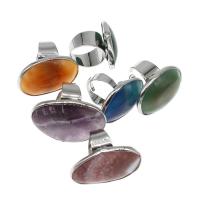 Agate Finger Ring with Stainless Steel silver color plated Sold By PC