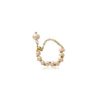 Katten Eye vinger Ring, Messing, met Plastic Pearl, plated, mode sieraden, goud, Verkocht door PC