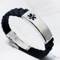 Silicone Bracelets Stainless Steel with Silicone plated fashion jewelry & for man Sold By Strand