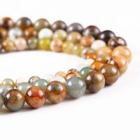 Natural Jade Beads Jade New Mountain Round polished DIY multi-colored Sold By Strand