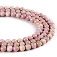 Natural Grain Stone Beads Round polished DIY pink Sold By Strand