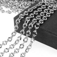 Rustfrit stål Oval Chain, Stainless Steel, elektrolysning, tværs kæde & maskine polering, 9x7x2mm, Ca. 50m/Lot, Solgt af Lot
