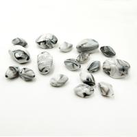 Gestreifte Harz Perlen, DIY & verschiedene Größen vorhanden, weiß und schwarz, 14x14mm, ca. 500G/Tasche, verkauft von Tasche
