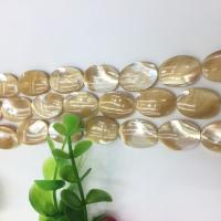 Perles naturelles de coquillage d'eau douce , Haut Coque, ovale, poli, DIY, Jaune, 13x18mm, Vendu par brin