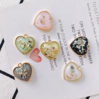 Glass Zinc Alloy Pendant with Zinc Alloy Heart gold color plated DIY Sold By Bag