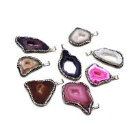 Ágata Natural Druzy Pendant, liga de zinco, with ágata, banhado, joias de moda & DIY, Mais cores pare escolha, vendido por PC