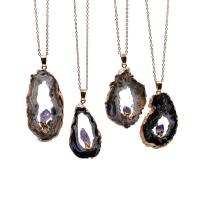 Natural Agate Druzy Pendant Brass with Agate & Amethyst plated fashion jewelry & DIY Sold By PC