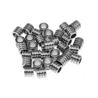 Acero inoxidable Beads gran agujero, Columna, chapado en color de plata, 7x7x8mm, Vendido por UD