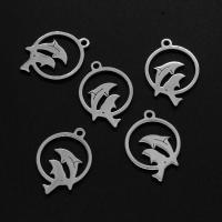 Stainless Steel Animal Pendants Dolphin silver color plated Sold By PC