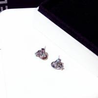 Pendientes de Perno de Aleación de Zinc, Patrón Geométrico, chapado en color de plata, para mujer & con diamantes de imitación & hueco, libre de níquel, plomo & cadmio, 15x13mm, Vendido por Par