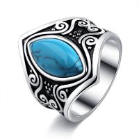 Turquoise Finger Ring Brass with turquoise plated fashion jewelry silver color Sold By PC