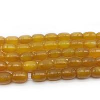Perle Agate jaune naturelle, tambour, poli, DIY, Jaune, 10x14mm, 26PC/brin, Vendu par brin