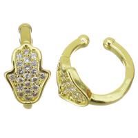Brass Earring Clip gold color plated micro pave cubic zirconia & for woman Sold By Lot