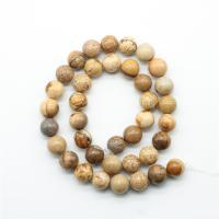 Picture jaspis perler, Picture Jasper, Runde, poleret, du kan DIY & forskellig størrelse for valg, gul, Solgt af Strand