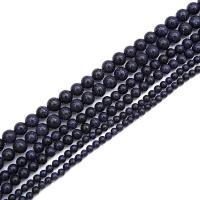 Natural Blue Goldstone Beads Round polished & DIY blue Sold By Strand