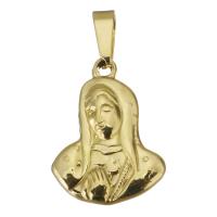 Stainless Steel Pendants, Virgin Mary, gold color plated, 16x21.5x2.5mm, Hole:Approx 3.5x6.5mm, 10PCs/Lot, Sold By Lot